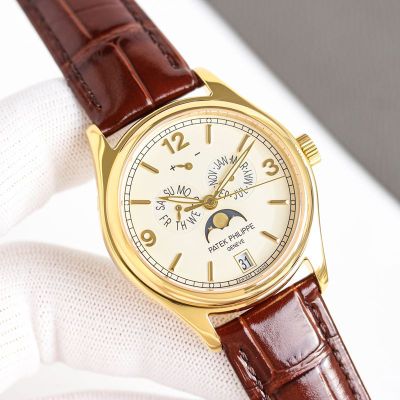 Patek Philippe Complications 39mm Cal.324 Movement Waterproof 30m Brown Leather Strap Watch grandmaster chime replica